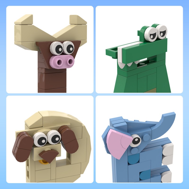 GOBRICKS MOC A0632 Series of letters - animal letters - YWOBB