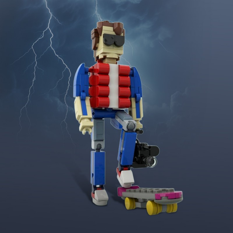 GOBRICKS MOC A1745 Marty McFly with skate and camera - Back to the future - YWOBB