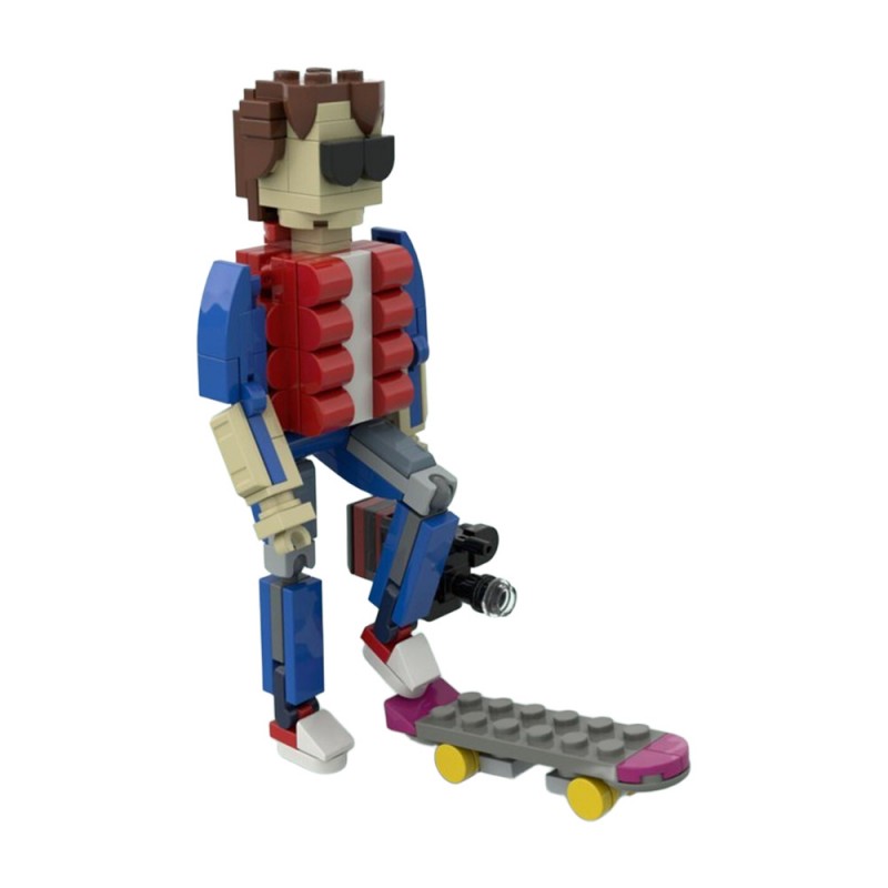 GOBRICKS MOC A1745 Marty McFly with skate and camera - Back to the future - YWOBB