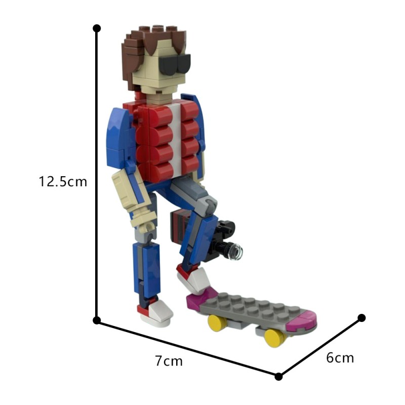GOBRICKS MOC A1745 Marty McFly with skate and camera - Back to the future - YWOBB