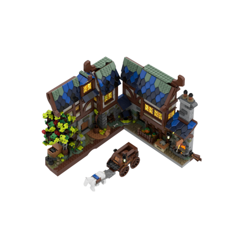 GOBRICKS MOC 195795 Medieval Blacksmith Nook - YWOBB