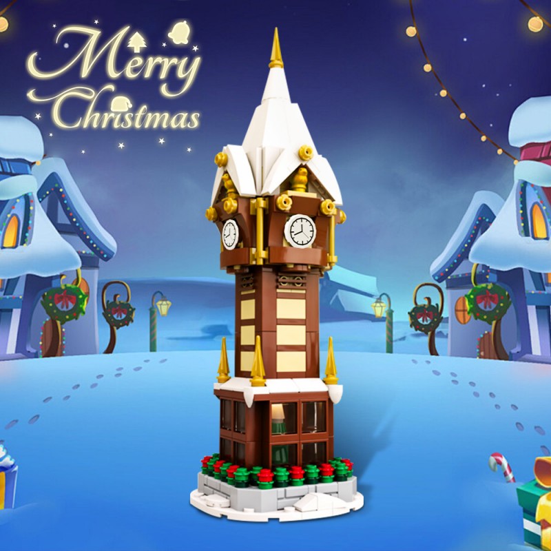GOBRICKS MOC 203594 Christmas Street Clock - Winter Village Advent Calendar - YWOBB