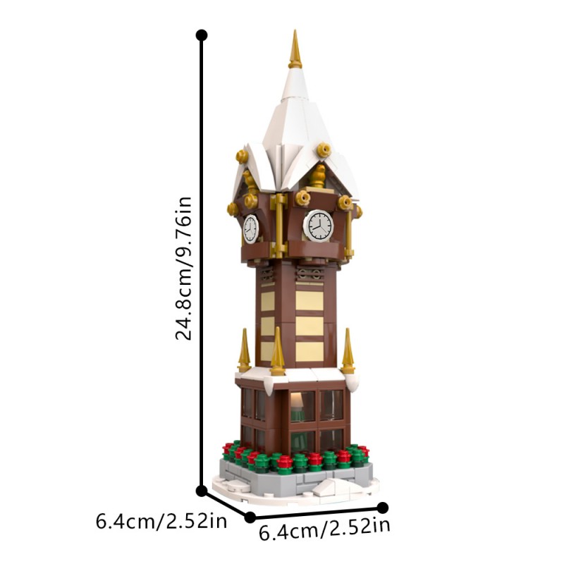 GOBRICKS MOC 203594 Christmas Street Clock - Winter Village Advent Calendar - YWOBB