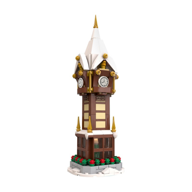 GOBRICKS MOC 203594 Christmas Street Clock - Winter Village Advent Calendar - YWOBB
