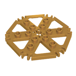 GOBRICKS GDS-90325 Technic Plate Rotor 6 Blade with Clip Ends Connected (Water Wheel) - Hollow Studs - YWOBB