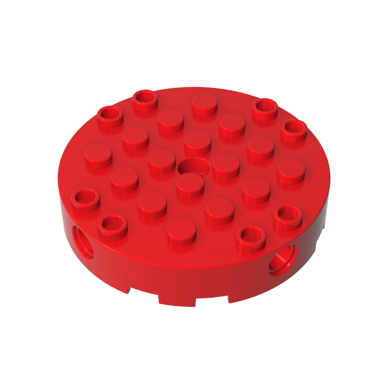 GOBRICKS GDS-90231 Brick Round 6 x 6 with 4 Side Pin Holes and Center Hole - YWOBB