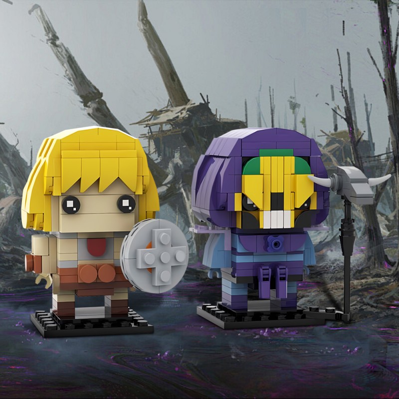 GOBRICKS MOC 201373 He-Man & Skeletor (Masters of the Universe) Brickheadz - YWOBB