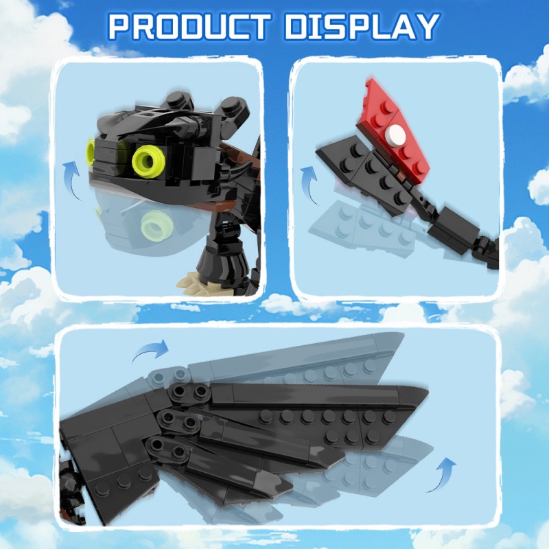 GOBRICKS MOC 212828 How to Train Your Dragon Toothless - YWOBB