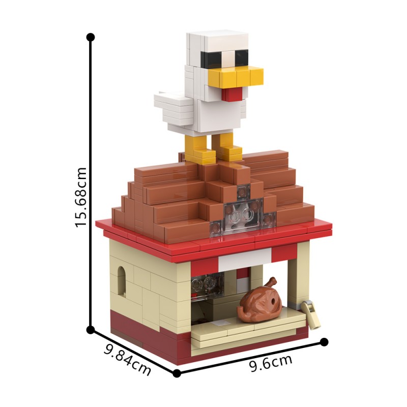 GOBRICKS MOC A2159Y02 My World—Lava Chicken - YWOBB