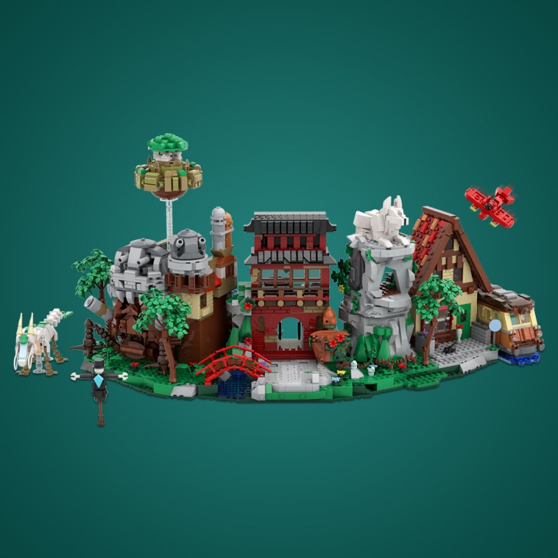 GOBRICKS MOC A2148 Hayao Miyazaki's animation scene collection - YWOBB