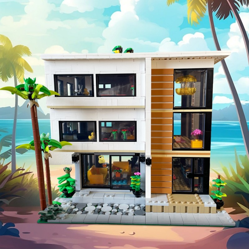 GOBRICKS MOC 187263 Modern House V2 Modular Alternate build of 2x31153 - YWOBB