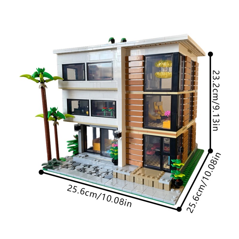 GOBRICKS MOC 187263 Modern House V2 Modular Alternate build of 2x31153 - YWOBB