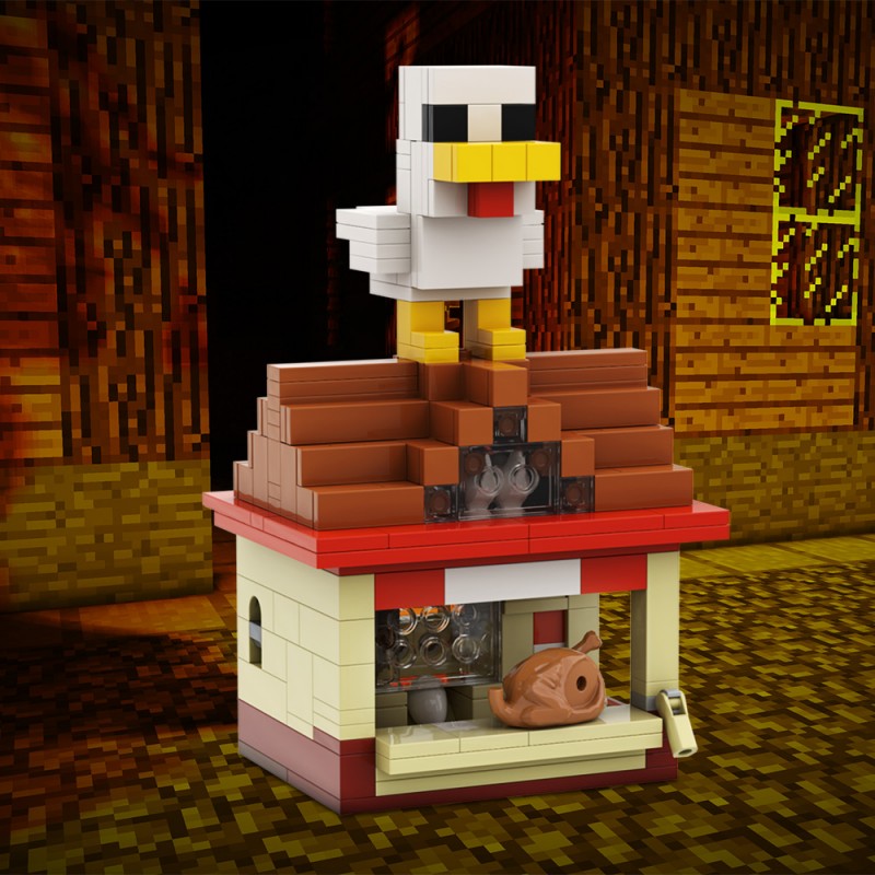 GOBRICKS MOC A2159Y02 My World—Lava Chicken - YWOBB