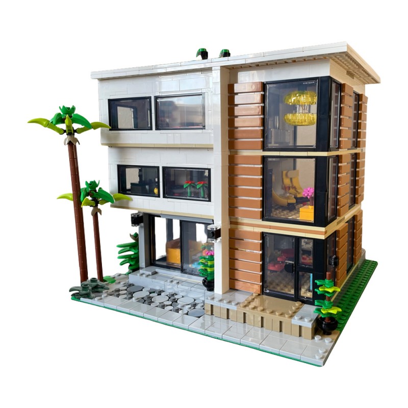 GOBRICKS MOC 187263 Modern House V2 Modular Alternate build of 2x31153 - YWOBB