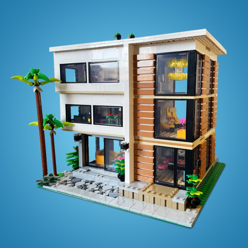 GOBRICKS MOC 187263 Modern House V2 Modular Alternate build of 2x31153 - YWOBB