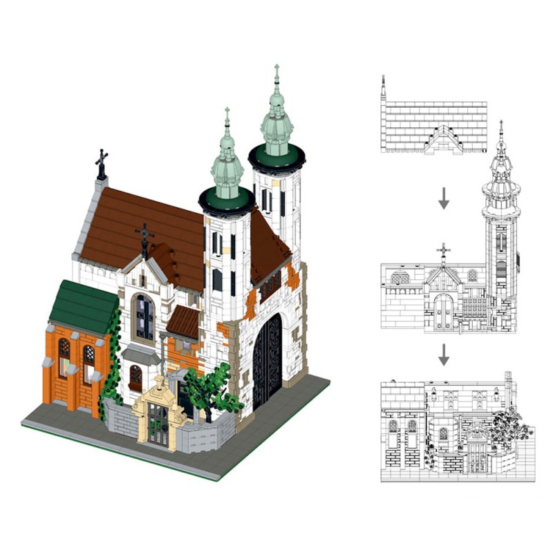 GOBRICKS MOC 124447 Andrew's Church - YWOBB