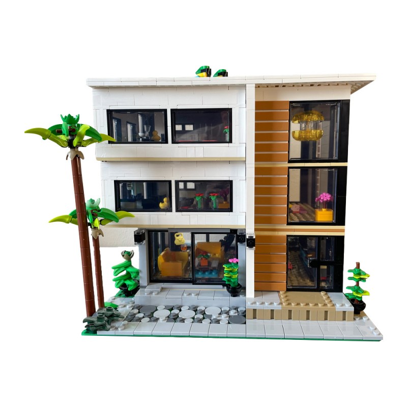 GOBRICKS MOC 187263 Modern House V2 Modular Alternate build of 2x31153 - YWOBB
