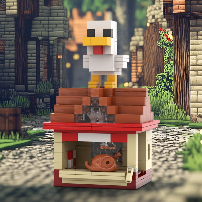 GOBRICKS MOC A2159Y02 My World—Lava Chicken - YWOBB