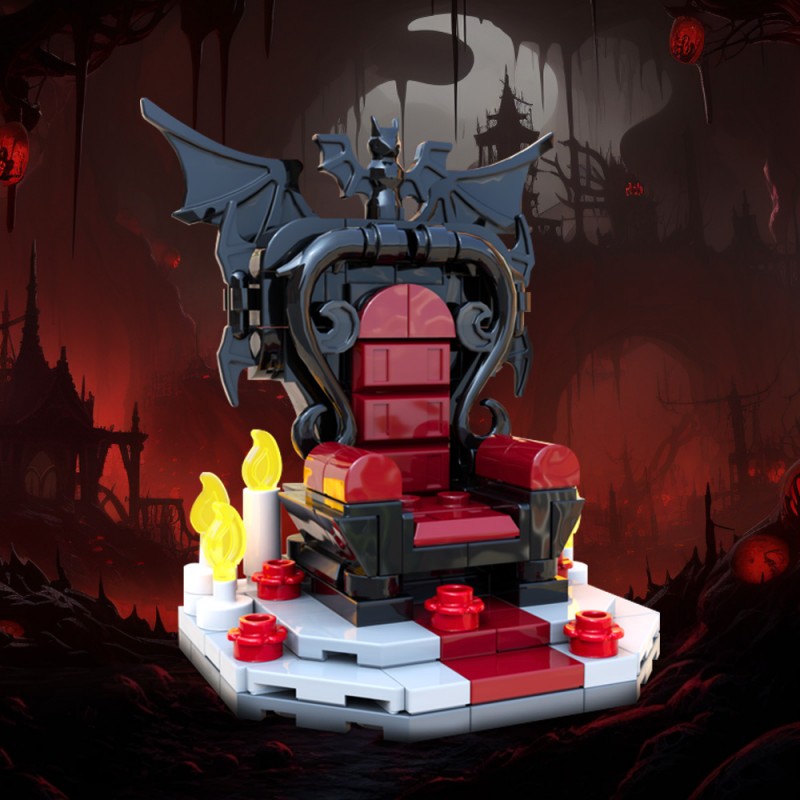 GOBRICKS MOC 198684 Vampire Throne MOC - Halloween Medieval DnD scenery props - YWOBB