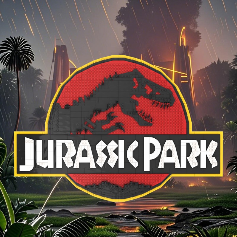 GOBRICKS MOC 211353 Jurassic Park Logo Wall Display - YWOBB
