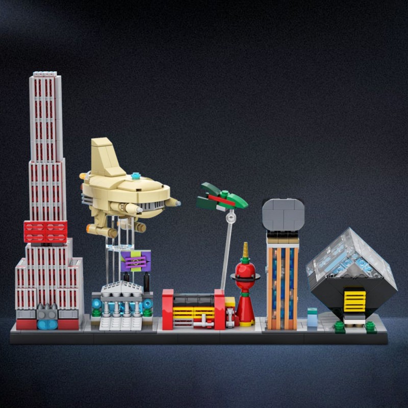 GOBRICKS MOC 85403 Futurama skyline - YWOBB