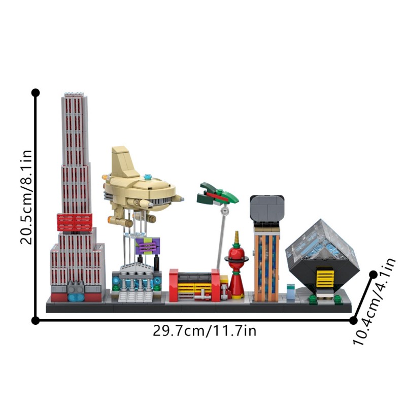 GOBRICKS MOC 85403 Futurama skyline - YWOBB