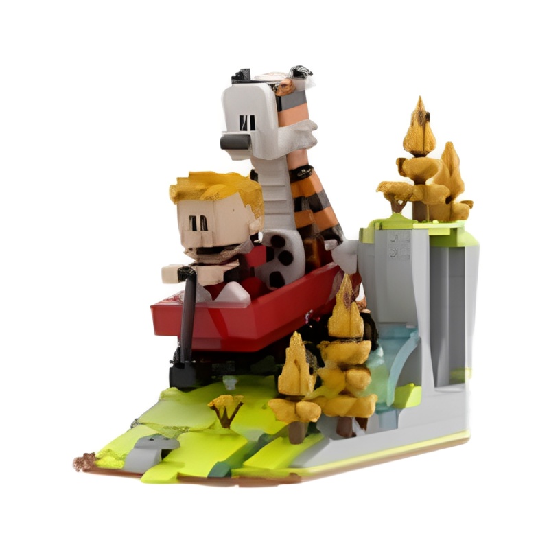 GOBRICKS MOC S0029 Calvin and Hobbes-Tiger Jump Hillside Base Edition - YWOBB