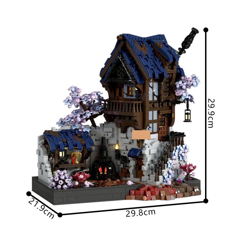 GOBRICKS MOC 213181 Blacksmith / Forge - Medieval Fantasy Display - YWOBB