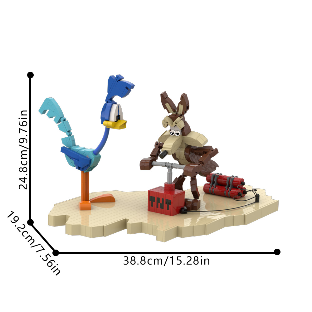 GOBRICKS MOC 214247 Roadrunner and Wile E Coyote - YWOBB