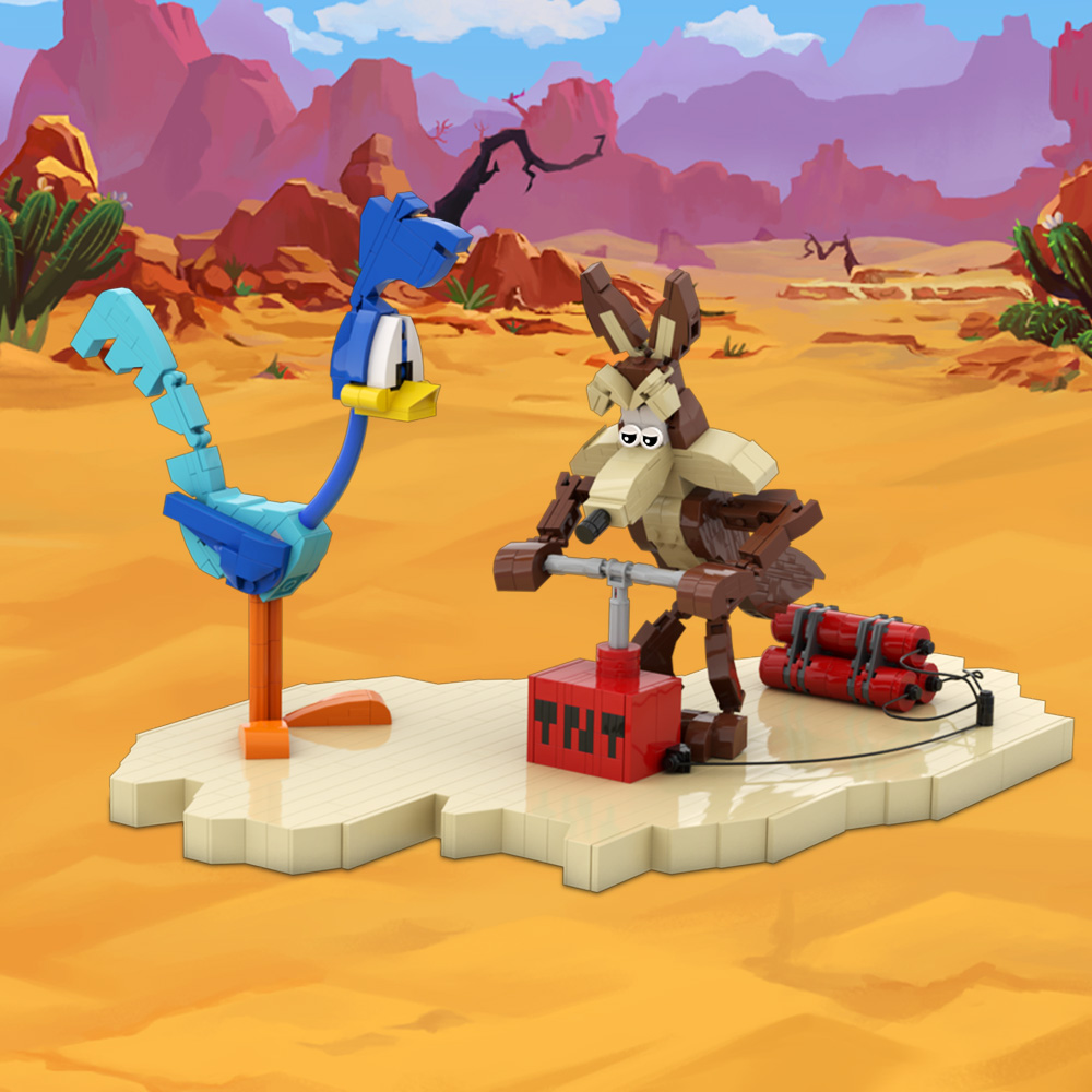 GOBRICKS MOC 214247 Roadrunner and Wile E Coyote - YWOBB