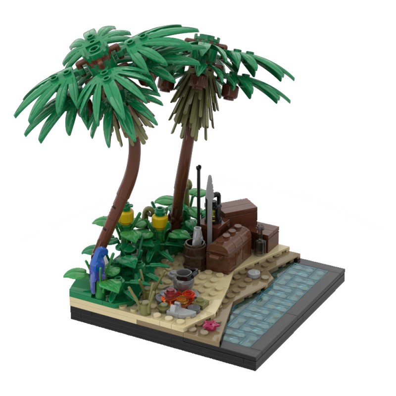 GOBRICKS MOC 213251 A tropical island beach - YWOBB