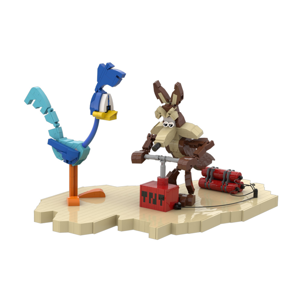 GOBRICKS MOC 214247 Roadrunner and Wile E Coyote - YWOBB