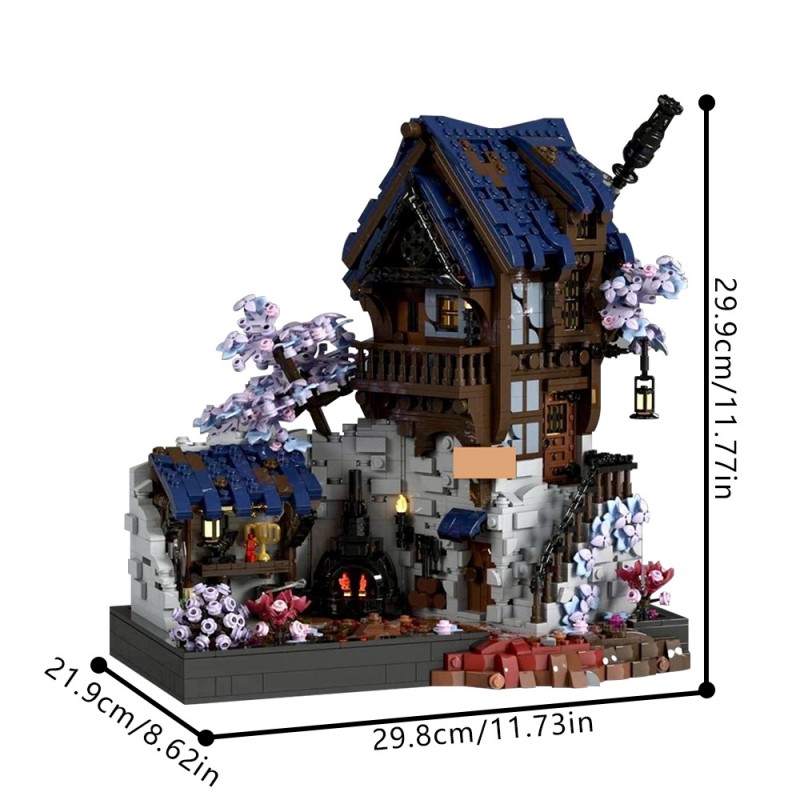 GOBRICKS MOC 213181 Blacksmith / Forge - Medieval Fantasy Display - YWOBB