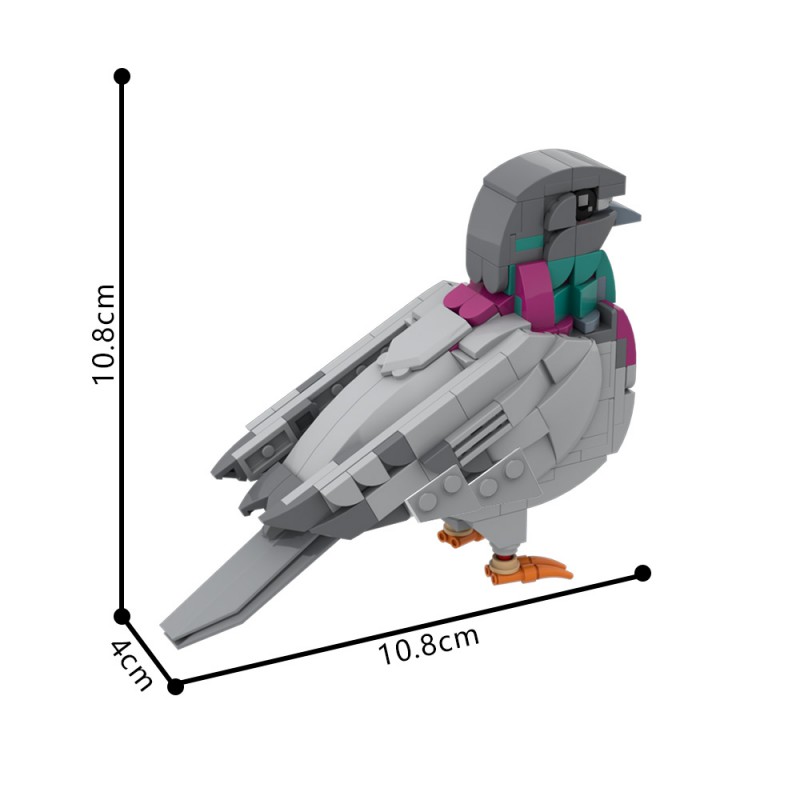 GOBRICKS MOC 208738 Feral Pigeon - YWOBB