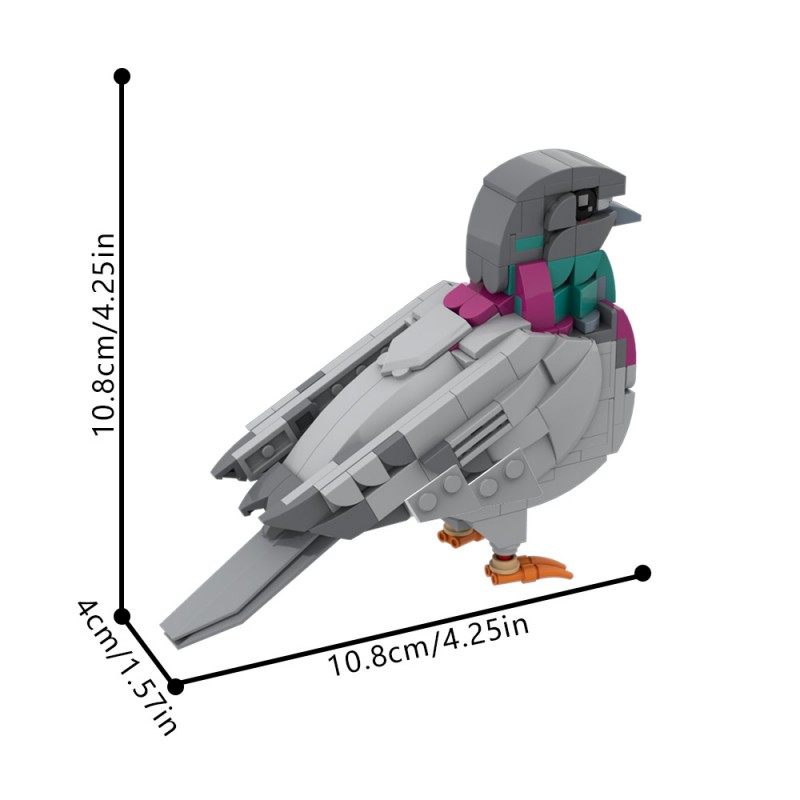 GOBRICKS MOC 208738 Feral Pigeon - YWOBB