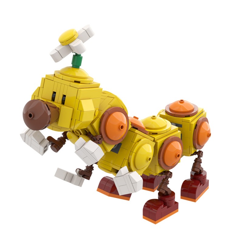 GOBRICKS MOC 163071 Happy Wiggler - Posable Display Figure 02 - Super Mario Bros - YWOBB