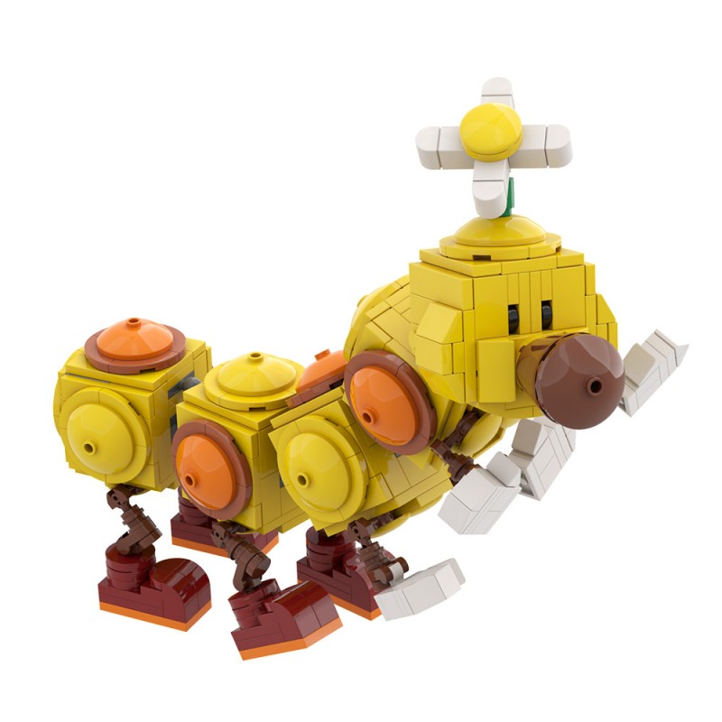 GOBRICKS MOC 163071 Happy Wiggler - Posable Display Figure 02 - Super Mario Bros - YWOBB
