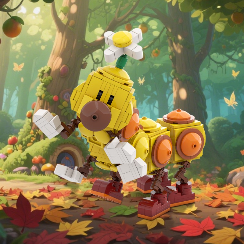 GOBRICKS MOC 163071 Happy Wiggler - Posable Display Figure 02 - Super Mario Bros - YWOBB