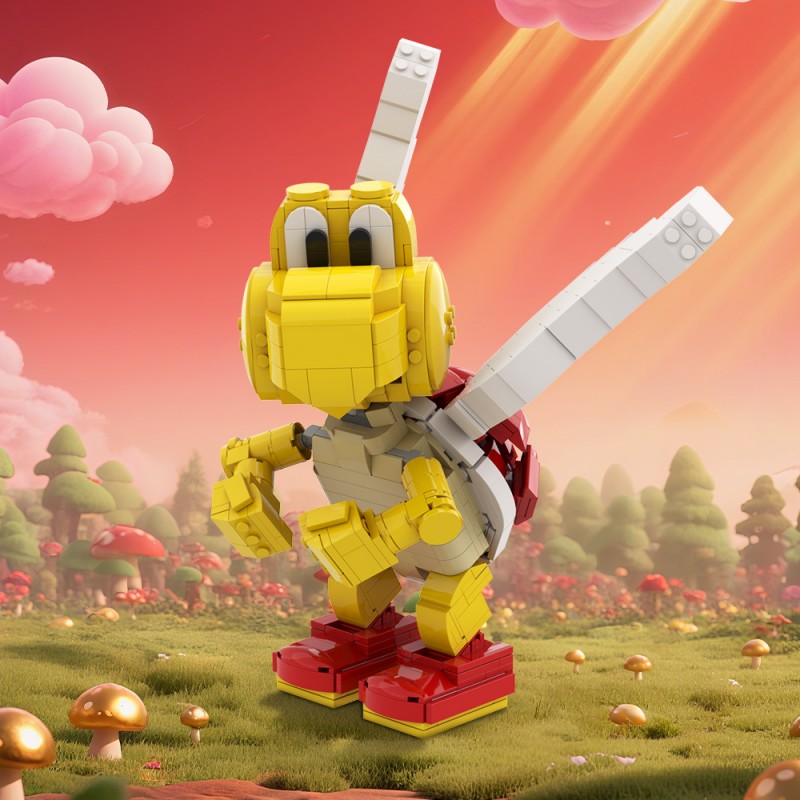 GOBRICKS MOC 160717 Red Koopa Paratroopa - Posable Display Figure 01 - Super Mario Bros - YWOBB