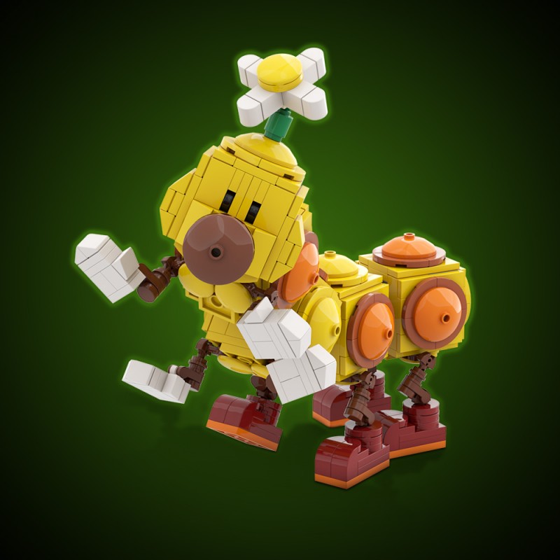 GOBRICKS MOC 163071 Happy Wiggler - Posable Display Figure 02 - Super Mario Bros - YWOBB