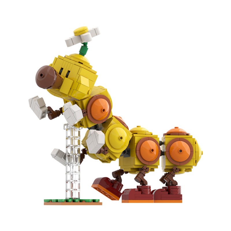 GOBRICKS MOC 163071 Happy Wiggler - Posable Display Figure 02 - Super Mario Bros - YWOBB