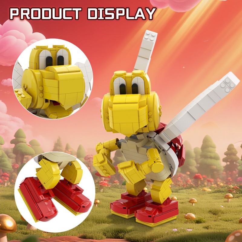GOBRICKS MOC 160717 Red Koopa Paratroopa - Posable Display Figure 01 - Super Mario Bros - YWOBB