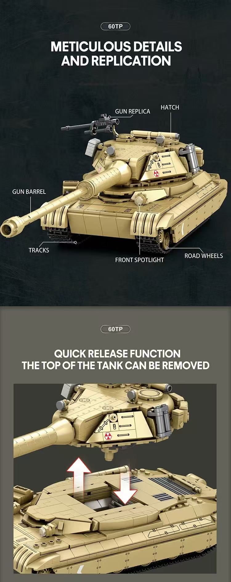 Reobrix 77036 1:28 60tp Main Battle Tank - YWOBB