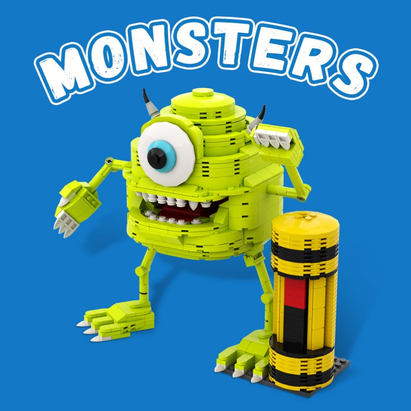 GOBRICKS MOC A1936 Monsters inc Mike Wazowski - YWOBB