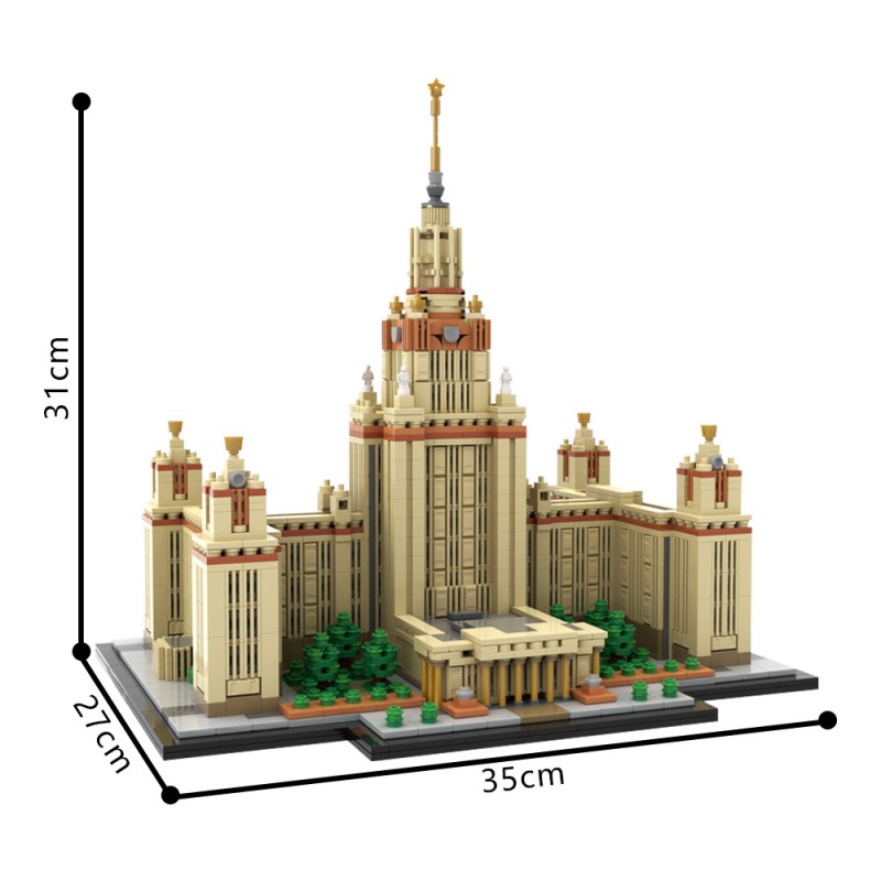 GOBRICKS MOC 203389 Moscow State University 1:800 Scale M. V. Lomonosov University - YWOBB