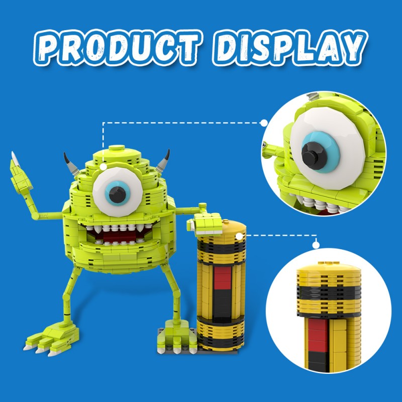 GOBRICKS MOC A1936 Monsters inc Mike Wazowski - YWOBB