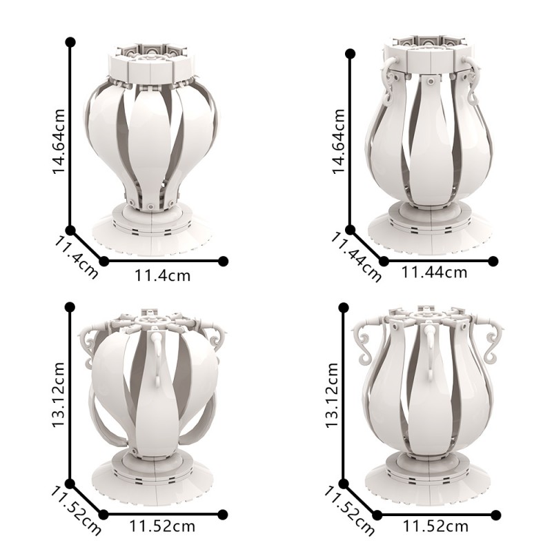 GOBRICKS MOC A1996 4 in 1 white vase - YWOBB