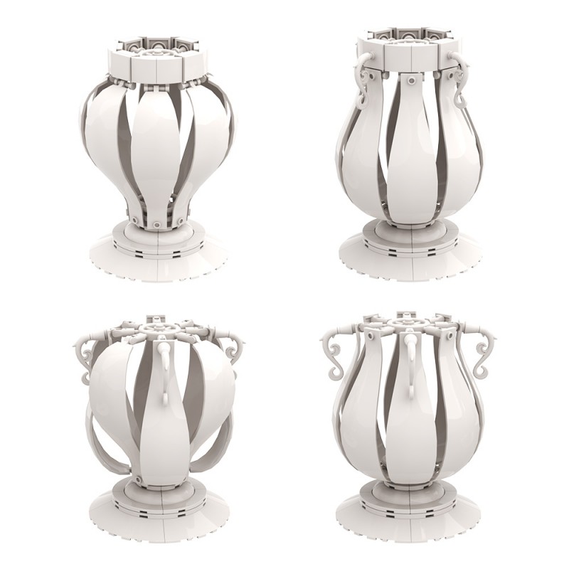 GOBRICKS MOC A1996 4 in 1 white vase - YWOBB