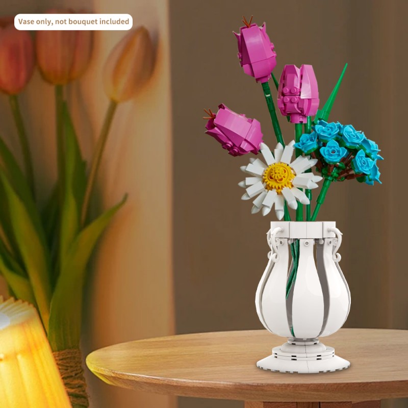 GOBRICKS MOC A1996 4 in 1 white vase - YWOBB