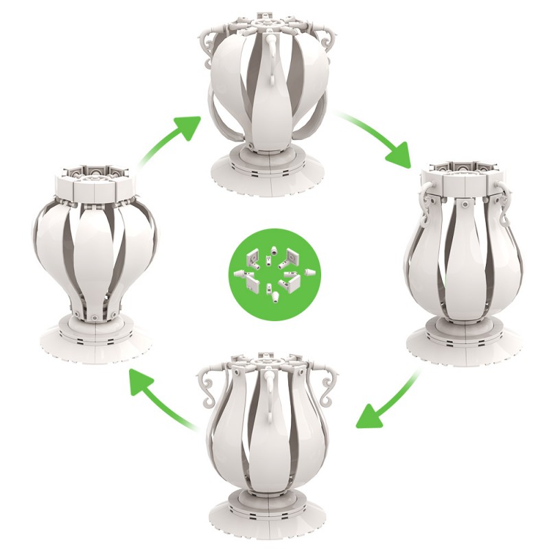 GOBRICKS MOC A1996 4 in 1 white vase - YWOBB